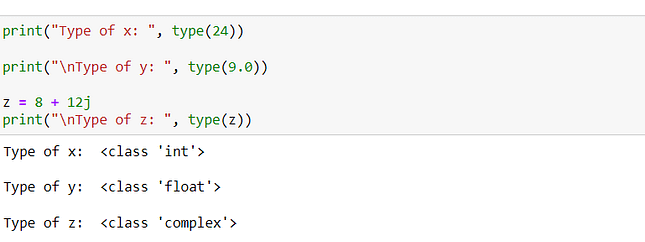 Example of Numeric Data Types