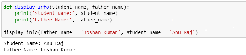Example of Keyword Argument in Python